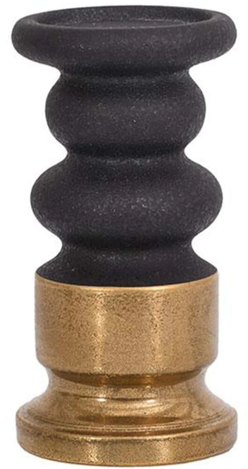 Κηροπήγιο 0051-225-015 12x12x23cm Black-Gold Κεραμικό