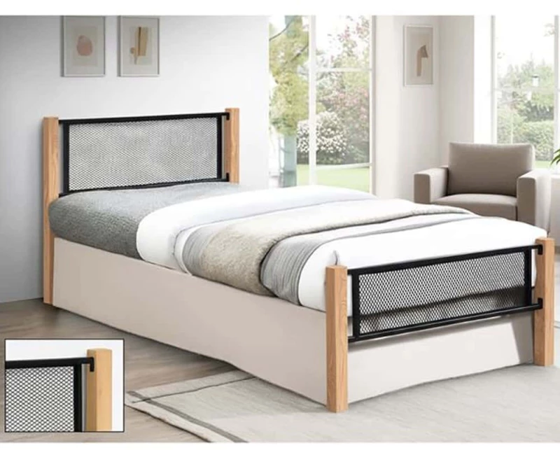 Κρεβάτι Net (Για Στρώμα 90x190cm) Ε8048,1 95x200x81cm Natural-Black Μονό