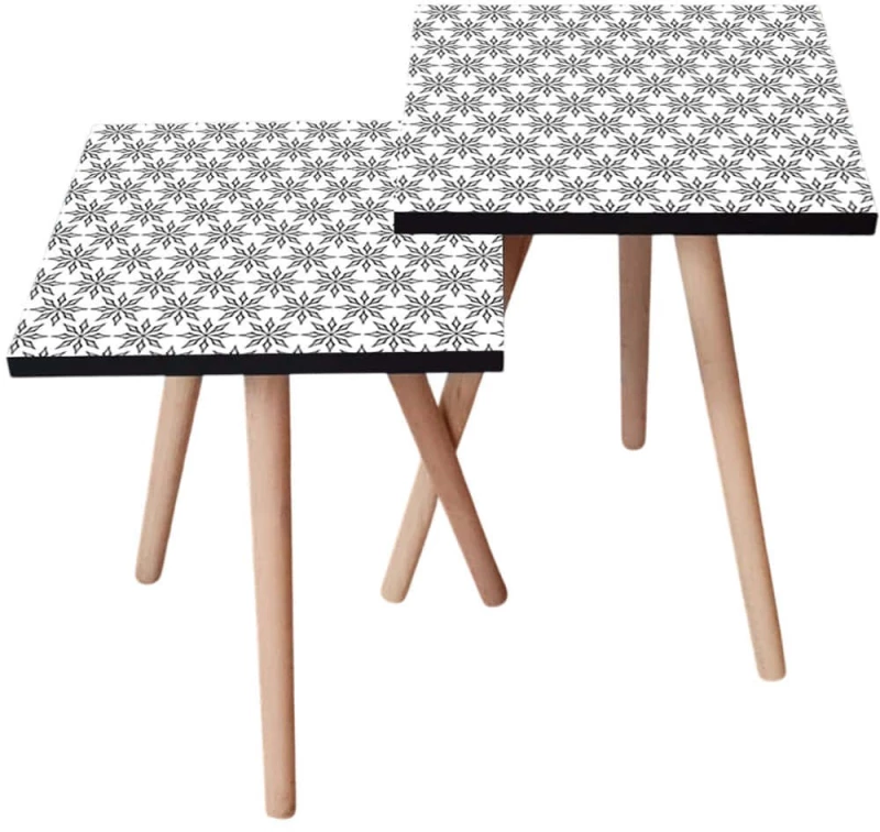 Τραπεζάκια Βοηθητικά (Σετ 2Τμχ) 481LNA2314 35x35x47/42cm Black-White