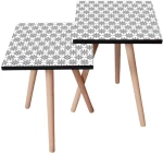 Τραπεζάκια Βοηθητικά (Σετ 2Τμχ) 481LNA2314 35x35x47/42cm Black-White