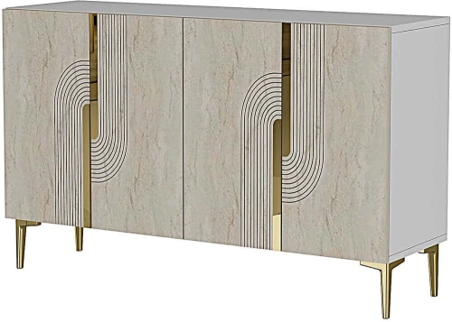Μπουφές Meyra 555CHM1353 120x32x75cm White-Travertine Beige Μοριοσανίδα, Μελαμίνη