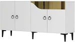 Μπουφές Gama 555CHM1338 150x32x75cm White-Gold Μοριοσανίδα, Μελαμίνη