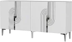 Μπουφές Meyra 555CHM1348 150x32x75cm White-Silver Μοριοσανίδα, Μελαμίνη