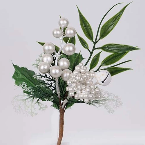 Χριστουγεννιάτικο Κλαδί Με Berries & Κουδουνάκι 600-46694 20cm Green-White