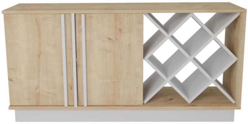 Μπουφές Luna 875ZNA3516 148x40x70cm Oak-White Μοριοσανίδα, Μελαμίνη