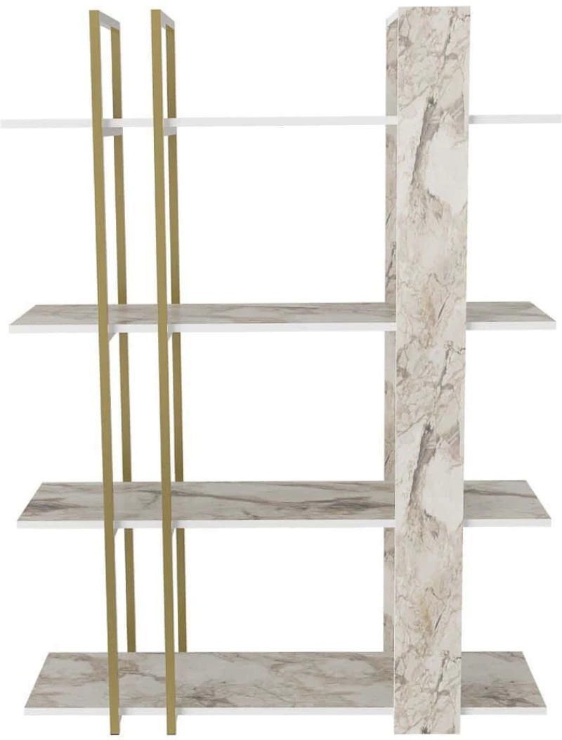 Ραφιέρα Δαπέδου Onno 875ZNA3668 120x31x160cm Marble Effect White-Gold