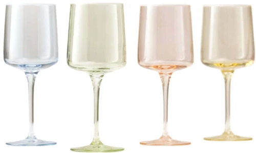 Ποτήρια Κρασιού Colore (Σετ 4Τμχ) 127RKL1125 7,9x7,9x20cm 320ml Multi Hermia Γυαλί