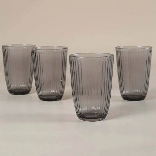 Ποτήρια Νερού Splendid (Σετ 4Τμχ) 127RKL1178 8,5x8,5x12cm 395ml Fume Hermia Γυαλί