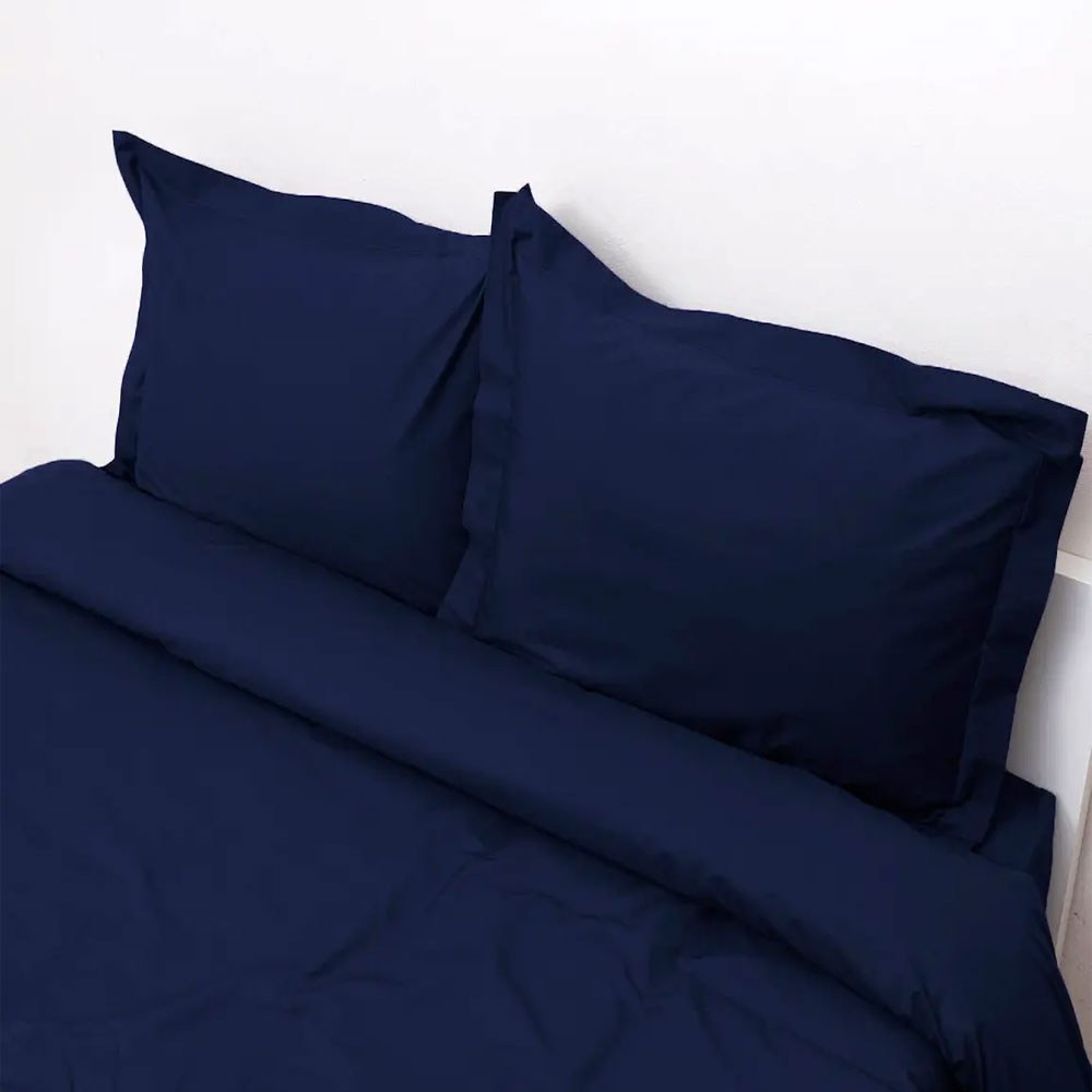 Κουβερλί Superb Percale (Σετ 3τμχ) Dark Blue Viopros Υπέρδιπλo 220x240cm 100% Βαμβακερό Περκάλι