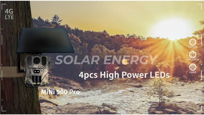 SUNTEK smart ηλιακή κάμερα κυνηγού Mini 900 Pro, PIR, 4G, 30MP/2K, SD, IP65