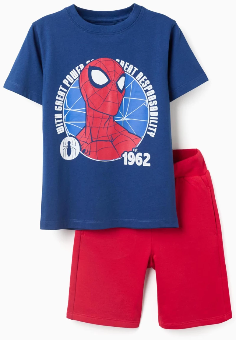 Zippy Σετ Βερμούδα Και Μπλούζα Μακώ Με Spiderman, Μπλέ Κοκκινο