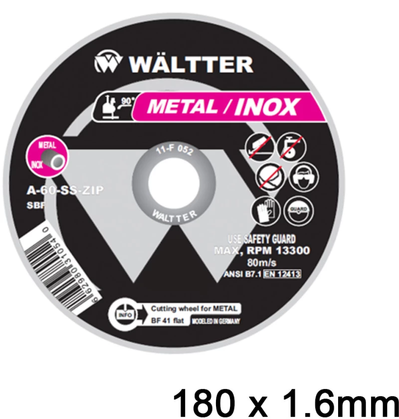 Δίσκοι Κοπής Σιδήρου / INOX 180x1.6mm WALTTER - 1801622