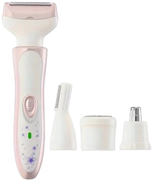 Ξυριστική μηχανή προσώπου-σώματος - 4 in 1 - KM-7114 - Kemei - White/Light pink