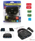 RCHANG ΦΟΡΤΙΣΤΗΣ ΑΥΤΟΚΙΝΗΤΟΥ ΜΕ 2 ΘΥΡΕΣ USB & TYPE-C 120W 12V/24V W16478