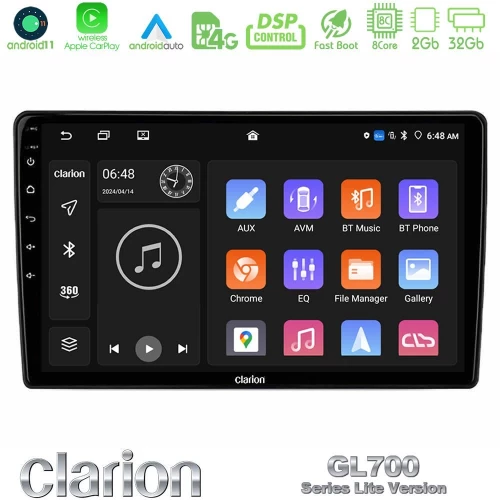 Clarion Gl700 Lite Series 8core Android11 2+32gb Opel Astra/corsa/antara/zafira Navigation Multimedia Tablet 9" με Carplay & Android Auto (Μαύρο Χρώμα) u-G72l-Op0697bl