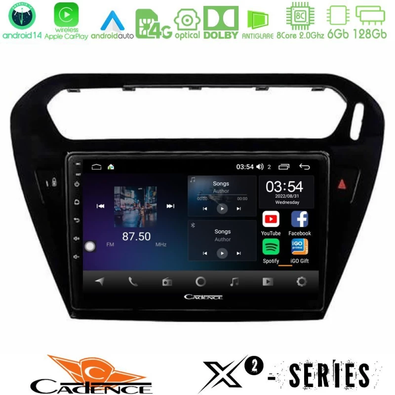 Cadence x2 Series 8core Android14 6+128gb  Citroen c-Elysee / Peugeot 301 Navigation Multimedia Tablet 9"   (Μαύρο)) u-x2-Ct0070bl
