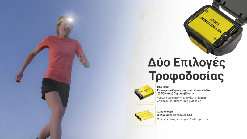 ΦΑΚΟΣ LED NITECORE HEADLAMP UT27 Pro MCT 800Lumens + 2x HBL1500Lion Battery, Black