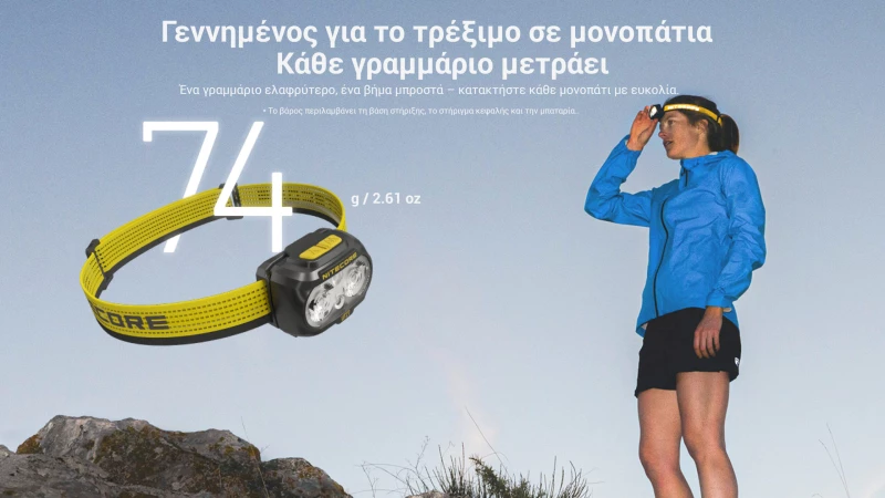 ΦΑΚΟΣ LED NITECORE HEADLAMP UT27 Pro MCT 800Lumens + 2x HBL1500Lion Battery, Black