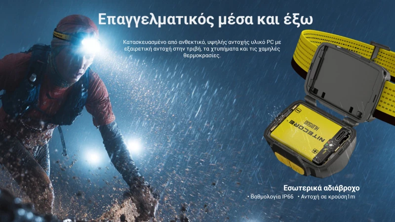 ΦΑΚΟΣ LED NITECORE HEADLAMP UT27 Pro MCT 800Lumens + 2x HBL1500Lion Battery, Black