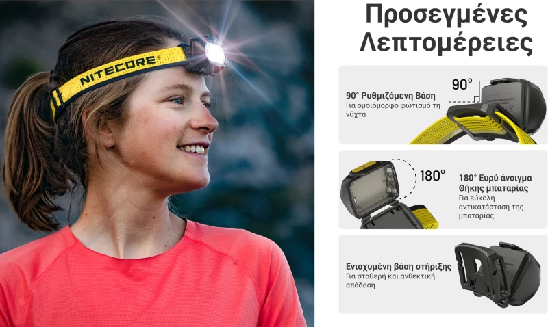 ΦΑΚΟΣ LED NITECORE HEADLAMP UT27 Pro MCT 800Lumens + 2x HBL1500Lion Battery, Black