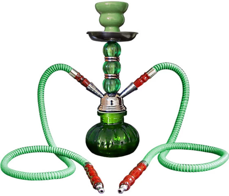 Ναργιλές Hookah Πράσινος Διπλός 2 Hoses - 28cm