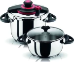 Pyramis Optimum Plus Σετ Inox Χύτρας Ταχύτητας 8Lt ∅24cm και ημιχύτρας 4,5Lt ∅24cm
