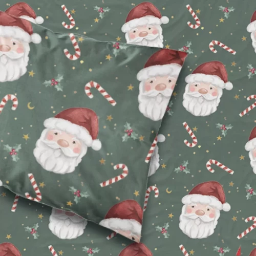 Σεντόνι Χριστουγεννιάτικο Άγιος Βασίλης Πράσινο Διπλό  Πράσινο 220 x 240 cm