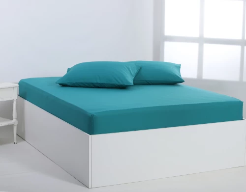 Βαμβακερό σεντόνι essentials (105cm x 200cm + 35cm) teal blue - -