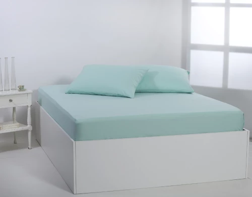 Βαμβακερό σεντόνι essentials (125cm x 200cm + 35cm) misty jade - -