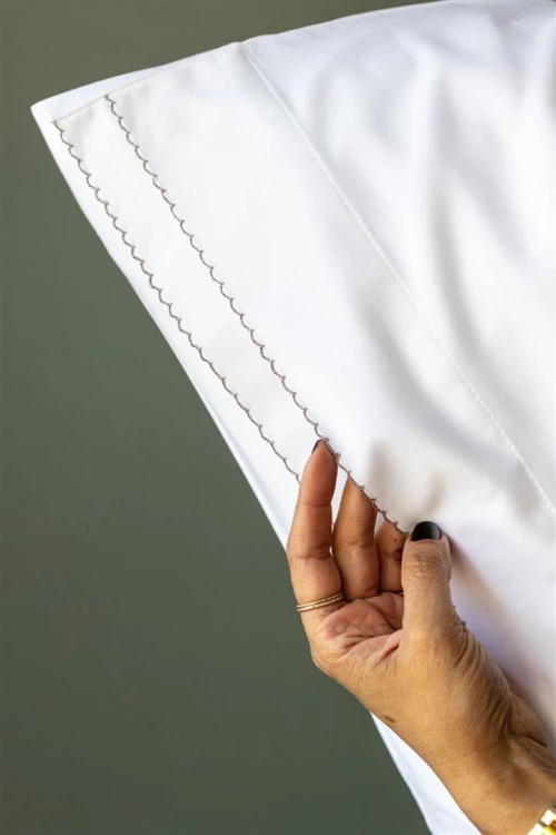 Σετ Σεντόνια Down Town με ραφή Crochet White - Υπέρδιπλο 245x290