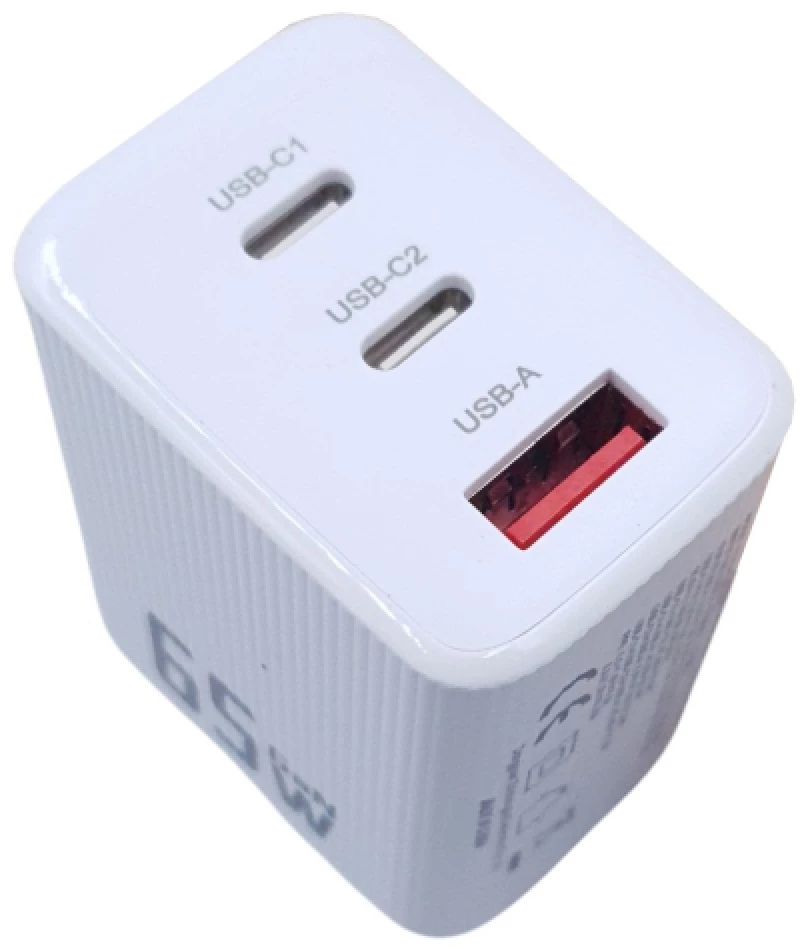 Naxius QC 3.0 65W 1xUSB 2xType-C NXUAC-065 White CE / RoHS Naxius