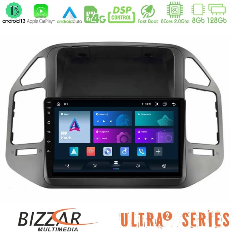 Bizzar Ultra Series Mitsubishi Pajero 2002-2006 8core Android13 8+128gb Navigation Multimedia Tablet 9" u-ul2-Mt0878