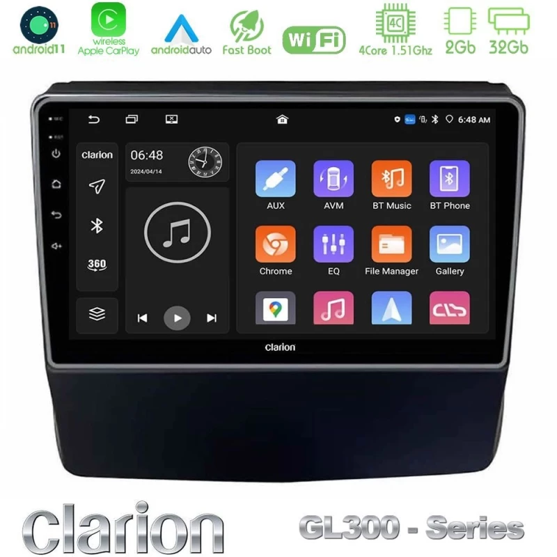 Clarion Gl300 Series 4core Android11 2+32gb Subaru Forester/impreza 2018-2021 Navigation Multimedia Tablet 9" με Carplay & Android Auto u-gl3-Su1662