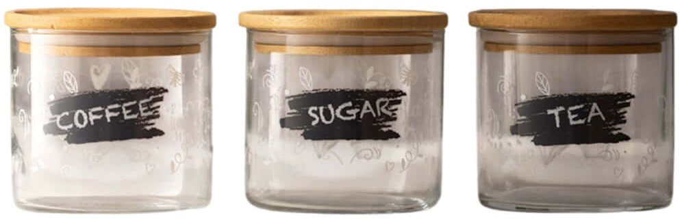 Δοχεία Καφέ/Ζάχαρης/Τσαγιού Siena (Σετ 3Τμχ) 127RKL1402 8,2x8,2x6cm 620ml Clear Hermia Γυαλί