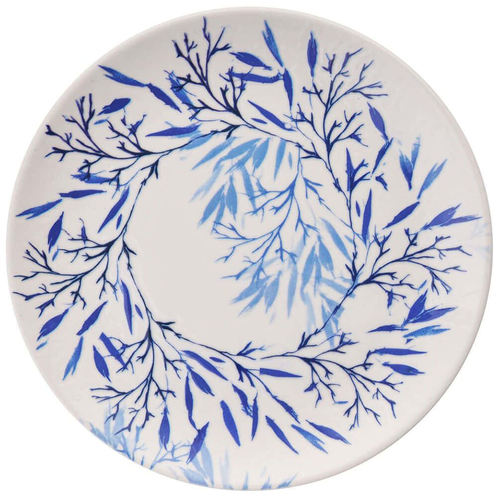 Πιάτο Ρηχό Ivy (Σετ 6Τμχ) 471PST1164 25,5x25,5x2,5cm Blue-White Hermia Κεραμικό