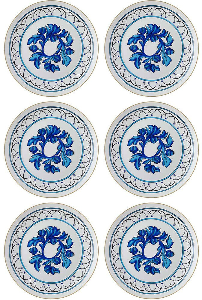 Πιάτο Ρηχό (Σετ 6Τμχ) 280TMA2248 27x27x2cm Multi-Blue Hermia Πορσελάνη