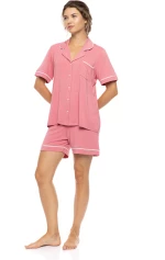 Γυναικεία Πυτζάμα Pink Label - Σορτς - Peach Pink - Σεμιζιέ - BAMBOO NOS