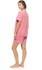 Γυναικεία Πυτζάμα Pink Label - Σορτς - Peach Pink - Σεμιζιέ - BAMBOO NOS
