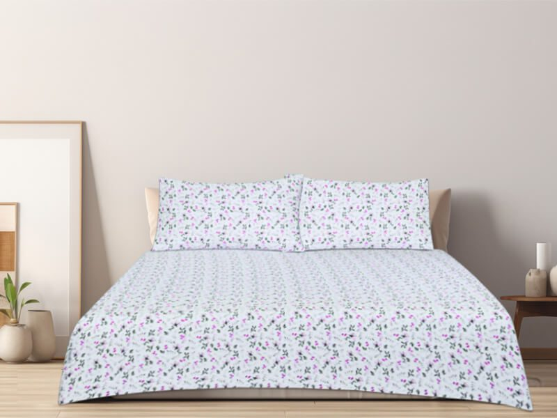 Σετ Σεντόνια Φανελένια Εμπριμέ Anemone 100% Βαμβακερά Γαρύφαλλο - 160x260, Χωρίς Λάστιχο