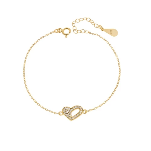 Βραχιόλι Γυναικείο Senza από επιχρυσωμένο ασήμι 925, καρδιά