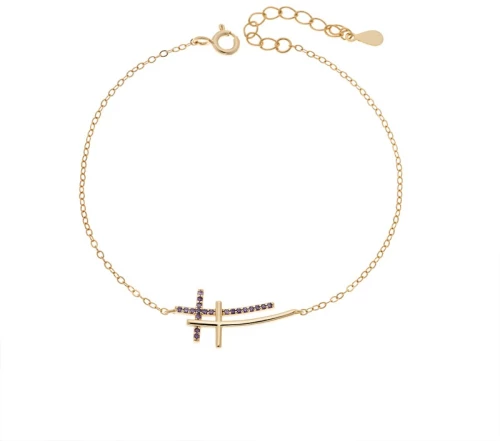 Βραχιόλι Γυναικείο Senza από επιχρυσωμένο ασήμι 925, διπλός σταυρός