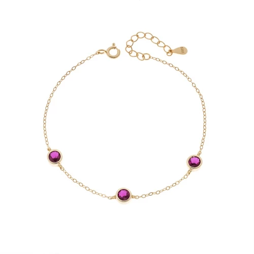 Βραχιόλι Γυναικείο Senza από επιχρυσωμένο ασήμι 925, τρεις πέτρες