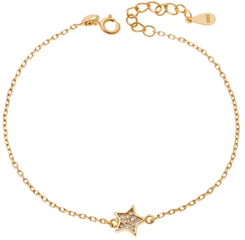 Βραχιόλι Γυναικείο Senza από επιχρυσωμένο ασήμι 925, αστέρι με λευκά ζιργκόν