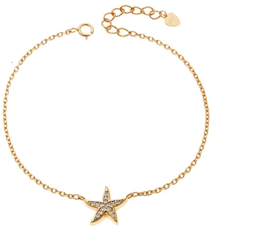 Βραχιόλι Γυναικείο Senza από επιχρυσωμένο ασήμι 925, αστερίας με λευκά ζιργκόν