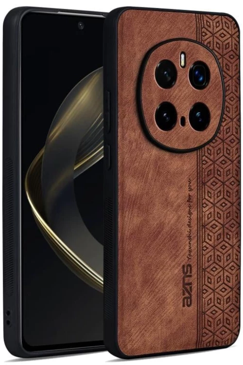 Για Honor Magic7 Pro AZNS 3D ανάγλυφο δέρμα αίσθηση τηλέφωνο θήκη (Καφέ)