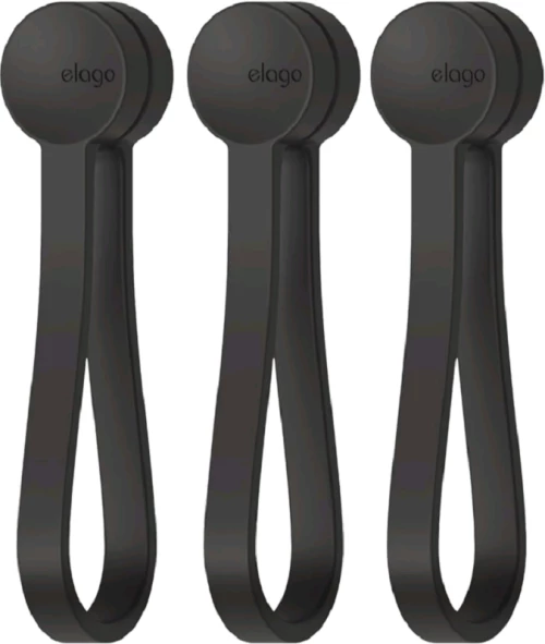 Οργανωτής Καλωδίων Elago Magnet Cable Tie Μαγνητικό από Premium Σιλικόνη 3 Τεμάχια - Black (ECA-MAGTIE-BK)