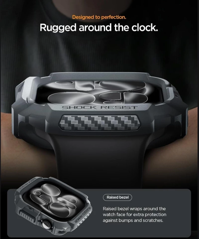 Θήκη Apple Watch 11 / 10 46mm Spigen Rugged Armor 2 Ανθεκτική Σιλικόνης - Dark Gray (ACS10500)