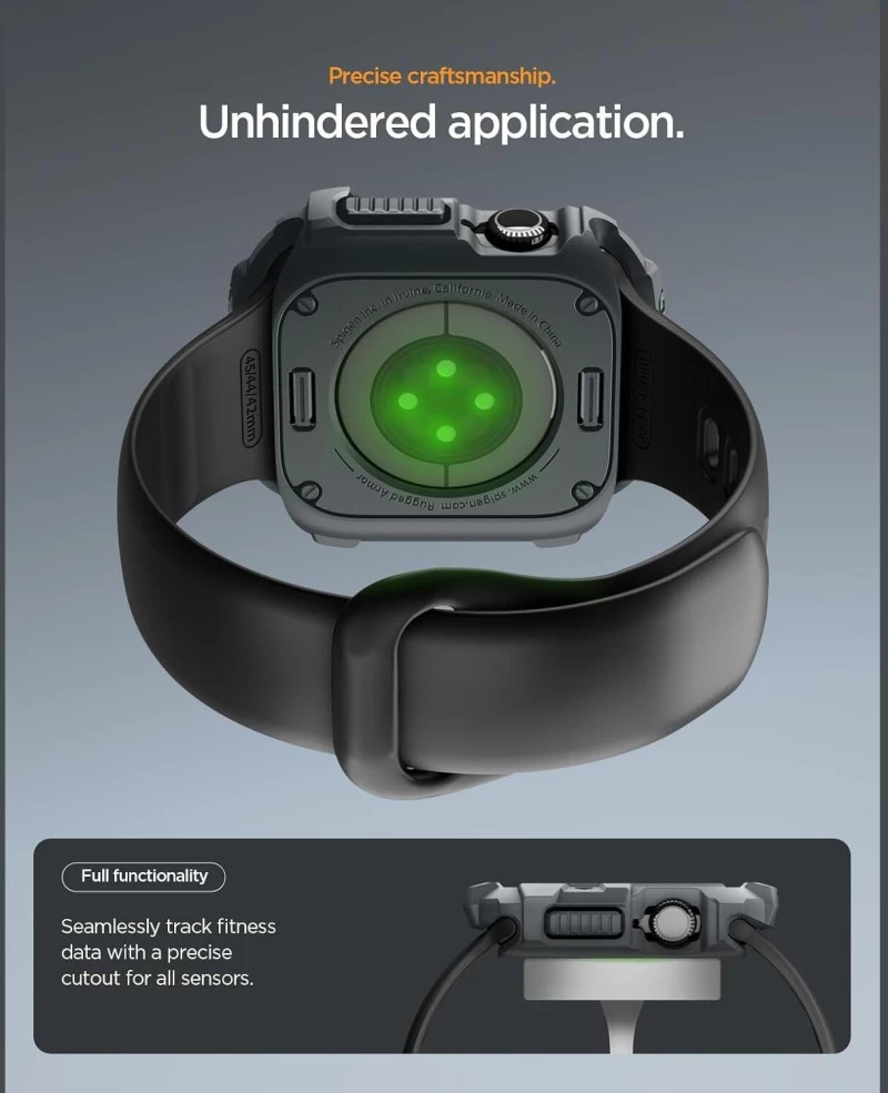 Θήκη Apple Watch 11 / 10 46mm Spigen Rugged Armor 2 Ανθεκτική Σιλικόνης - Dark Gray (ACS10500)
