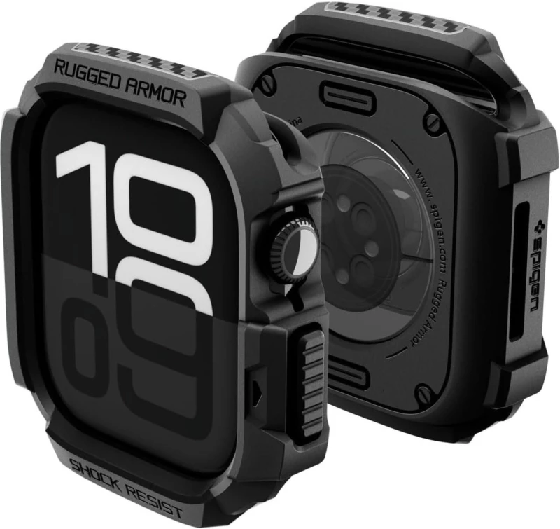 Θήκη Apple Watch 11 / 10 42mm Spigen Rugged Armor 2 Ανθεκτική Σιλικόνης - Matte Black (ACS10491)