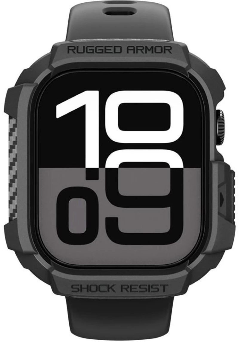Θήκη Apple Watch 11 / 10 42mm Spigen Rugged Armor 2 Ανθεκτική Σιλικόνης - Matte Black (ACS10491)